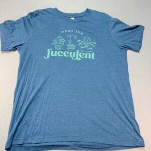Bella Canvas XL‎ "What the Fucculent?" Blue Graphic Tee – Plant Pun Shirt